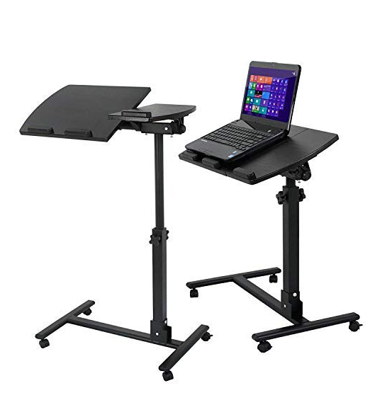 Zeny Swivel Laptop Rolling Cart Table Height Adjustable Computer