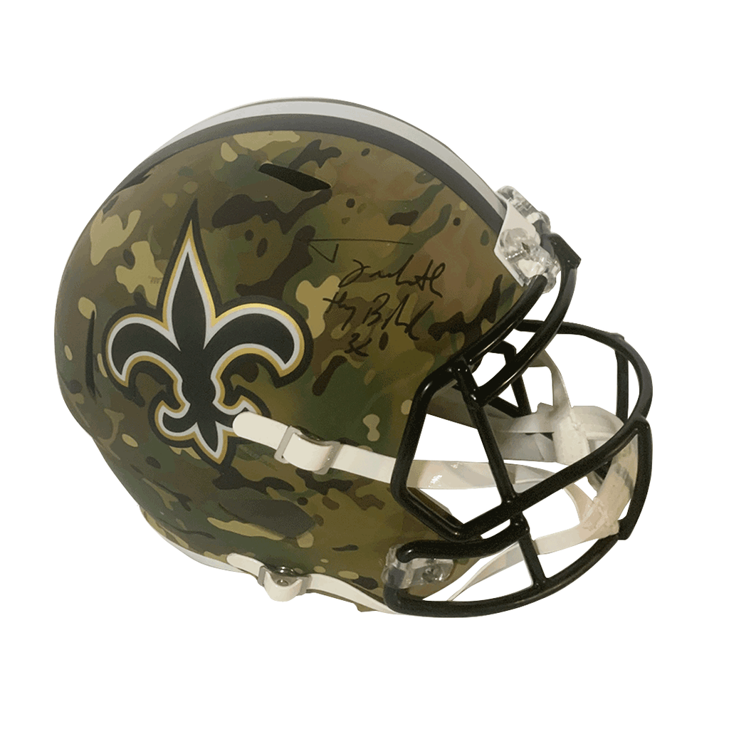 Tyrann Mathieu Autographed Honey Badger Saints Eclipse Black Mini Helmet