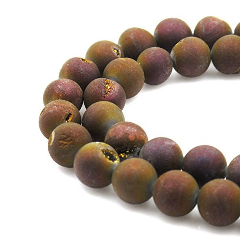 BRCbeads Gorgeous Natural Purple Durzy Agate With Coating Gemstone Round Loose Beads 14mm Approxi 15.5 inch 25pcs 1 Strand per Bag for Jewelry Making