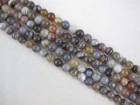 Agate Natural Gemstone Botswana Agate Brown Color Smooth Round 8mm 49pcs 15.5'' Per Strand Beads