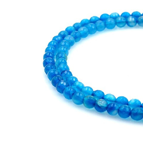 BRCbeads Gorgeous Faceted Sky Blue Fire Agate Gemstone Round Loose Beads 6mm Approxi 15.5 inch 60pcs 1 Strand per Bag for Jewelry Making
