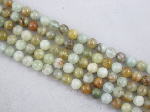 Aquamarine Natural Gemstone Beads 8mm Round Blue/yellow Color 50pcs 16''per Strand