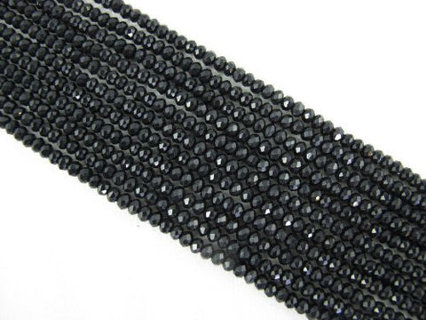Mountain Jade (Dyed) Black Color 2x4mm Faceted Rondelle 146pcs 15.5'' Per Strand