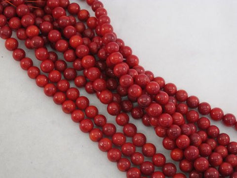 Coral Beads Bamboo Coral Dyed Red Color 6mm Round 70pcs 16'' Per Strand