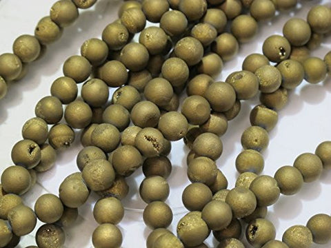 46pcs Druzy Agate Round 8mm 15.5''strand Gold Color Finding Charms Necklace Bracelet Beads