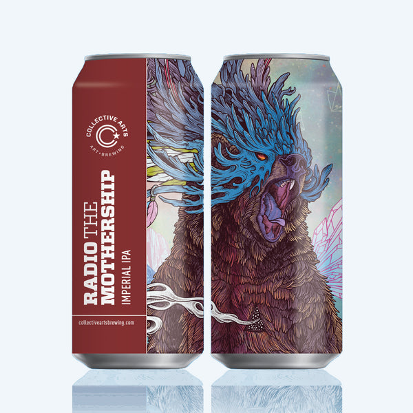 Collective Arts Brewing x Illustrate Cans featuring the Journeying Spirit Bear Design by Mat Miller