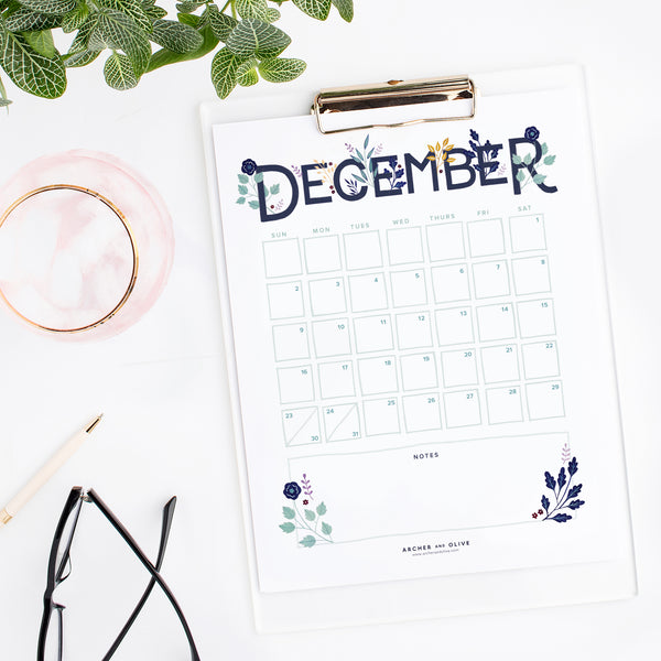 Freebie! December Printable Calendar