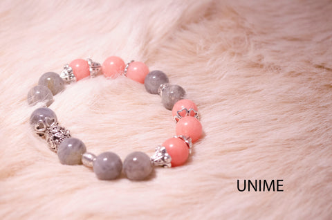Unime Labradorite and Pink Jade bracelet 
