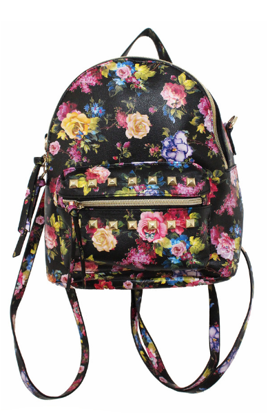 Summer Blooms Backpack in Black & Fuschia