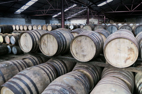 Thousands of whisky barrels at the Old Pulteney distillery warehouse