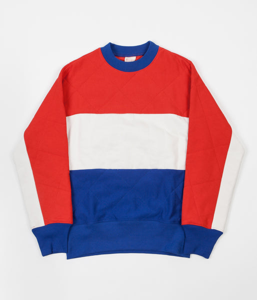 blue white red sweatshirt