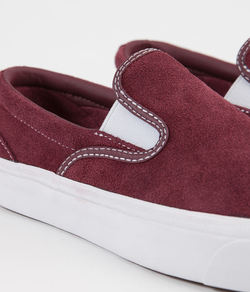 burgundy slip on converse