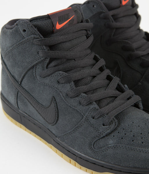 Nike SB Orange Label Dunk High Pro Shoes - Dark Smoke Grey / Black 