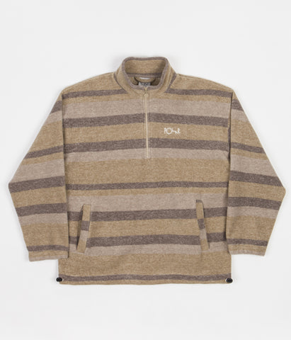 Polar Multistripe Fleece Pullover Sweatshirt - Light Brown | Flatspot