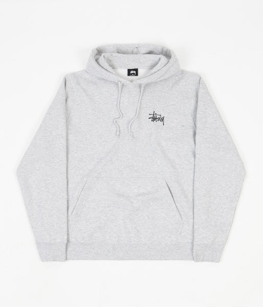 stussy basic hoodie ash heather