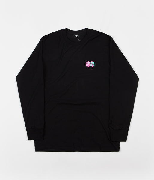 Stussy Cube Long Sleeve T-Shirt - Black | Flatspot