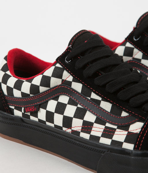 vans checkerboard old skool black & red shoes