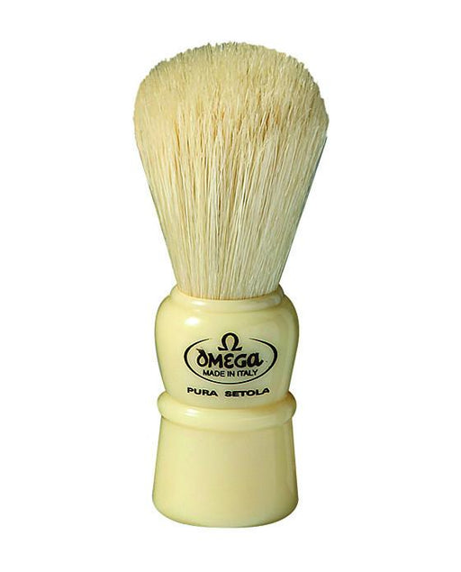 omega 100% boar bristle shaving brush, plastic handle, cream