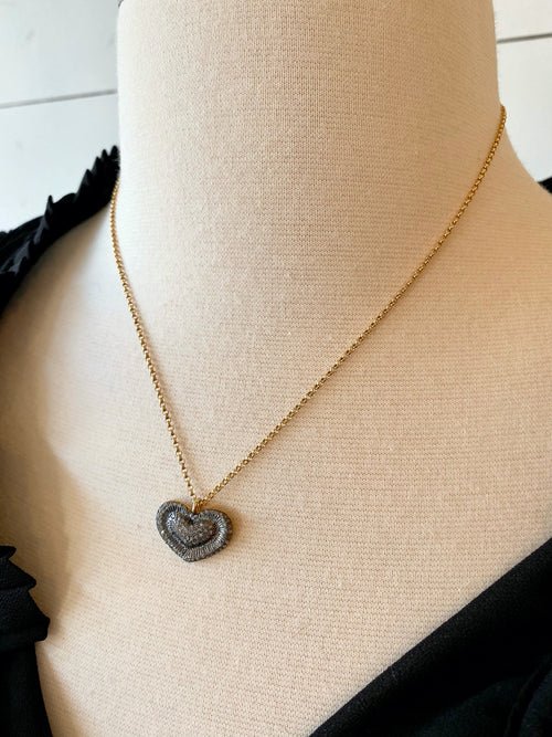 Pave Heart on Gold-Filled Chain