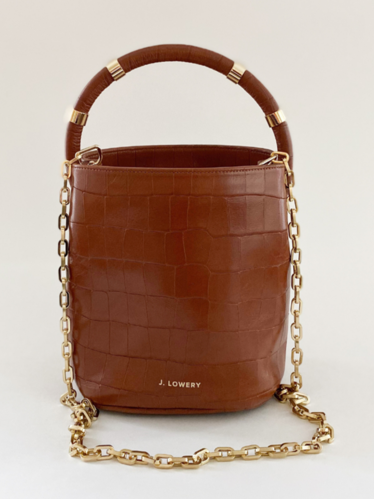 J.Lowery - Max Mini Bucket Bag - Cognac Croc - prodottihaccp