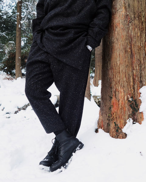 ROSEN Plato Trousers in Black Speckled Wool