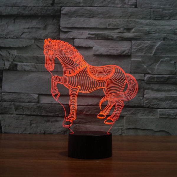 3D paard LEDlamp 7 kleurverandering aanraaksensor nachtlampje kerstca