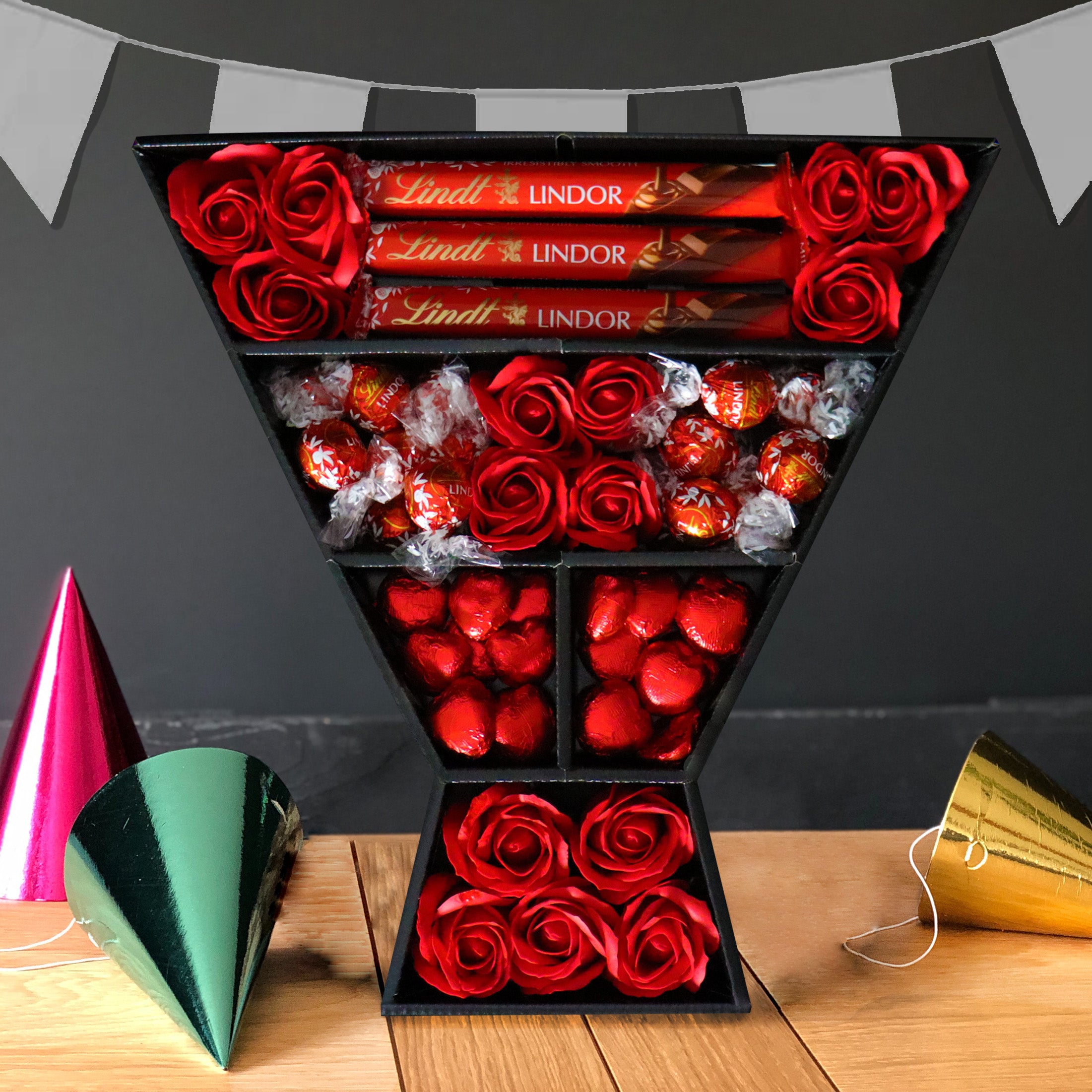Lindt Lindor Happy Birthday Signature Chocolate Bouquet with Red Roses - Perfect Birthday Gift