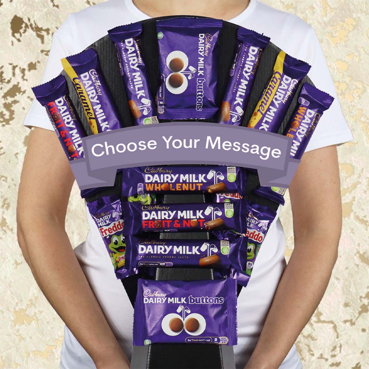 Large Dairy Milk Selection Chocolate Bouquet With Buttons, Whole Nut, Fruit & Nut, Caramel & More - Gift Hamper Box by HamperWell