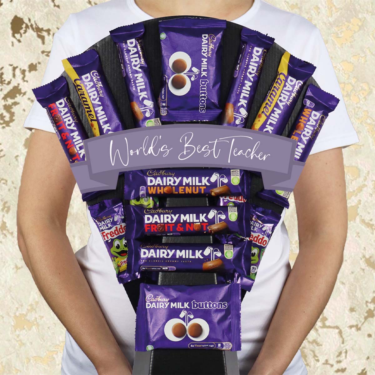 Large Dairy Milk Selection World’s Best Teacher Chocolate Bouquet - Perfect Way To Thank Your Teacher - Gift Hamper Box by HamperWell
