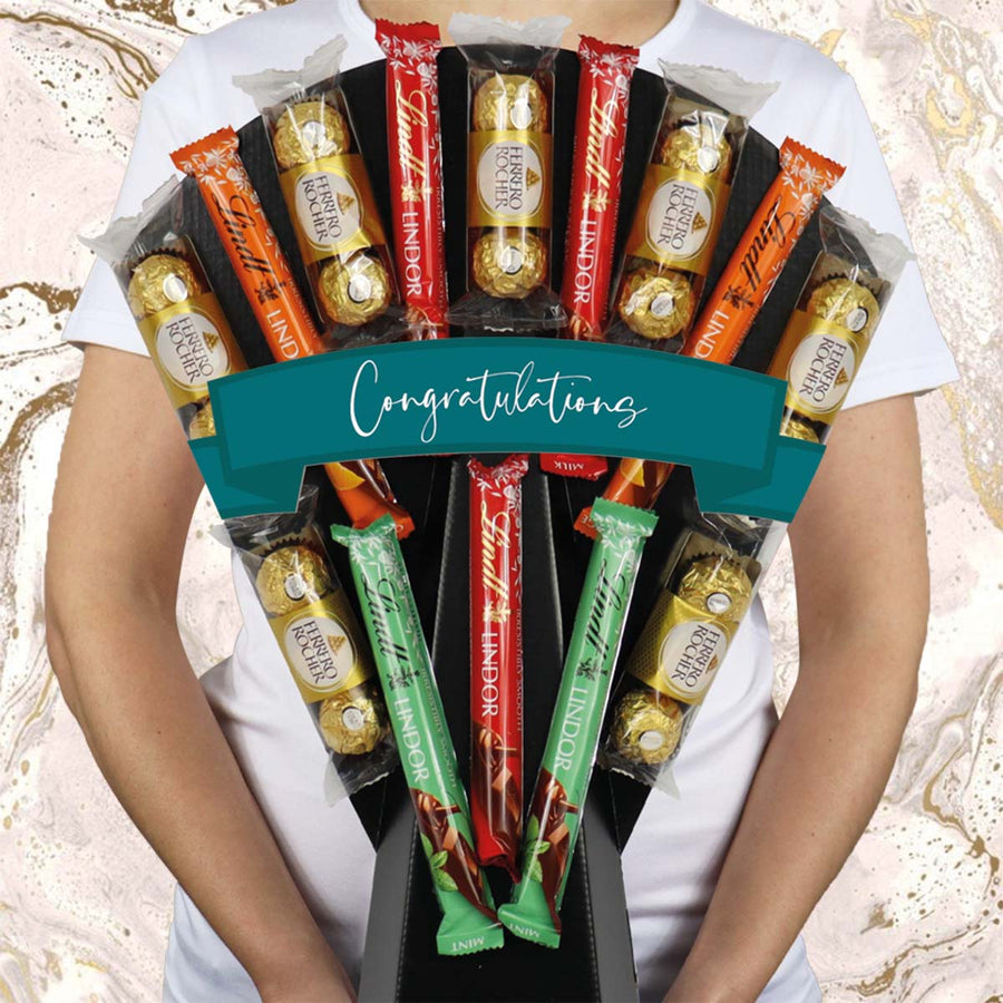 Ferrero Rocher & Lindt Lindor Congratulations Chocolate Bouquet - Perfect Appreciation Gift