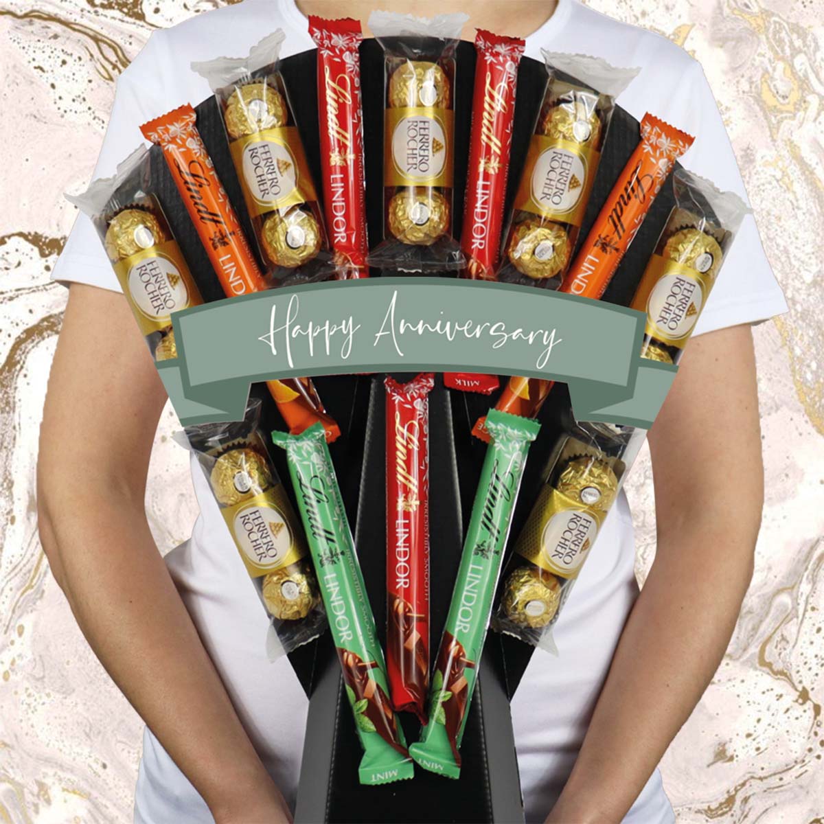Ferrero Rocher & Lindt Lindor Anniversary Chocolate Bouquet - Perfect Happy Anniversary Gift