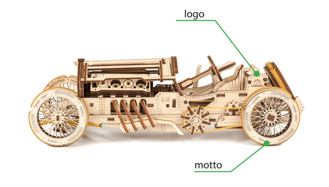 UGears Wooden Mechanical Model Kit U-9 Grand Prix Car Brand Custom