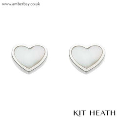 Silver Mother of Pearl Heart Studs at Amber Bay
