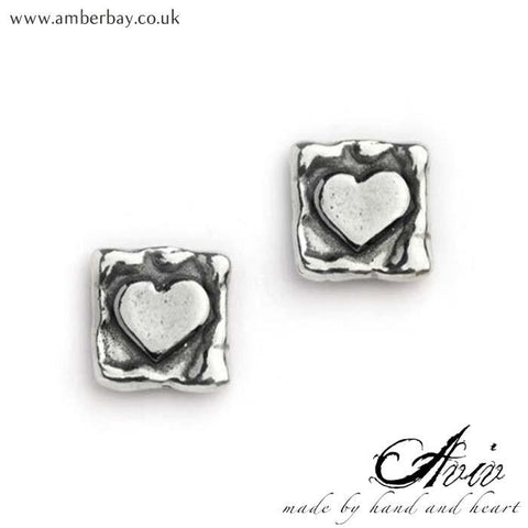 Aviv Silver Heart Studs