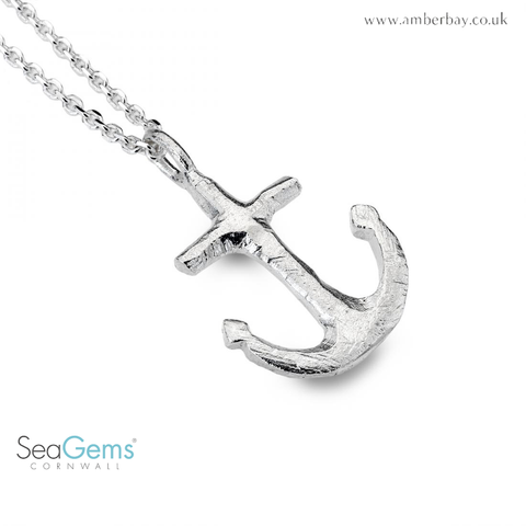 Sea Gems Silver Anchor Pendant