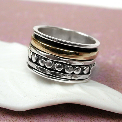Sterling Silver Spinning Ring Amber Bay