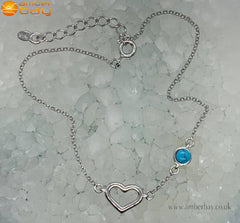 Sterling Silver Heart Turquoise Bracelet