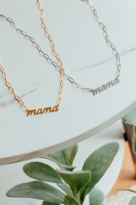 Mama Script Necklace