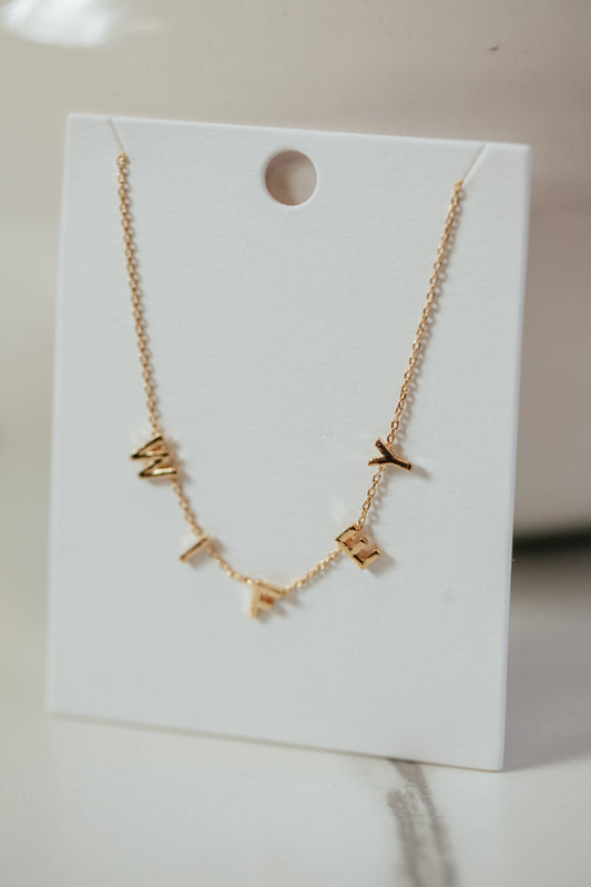 wifey charm dainty gold necklace