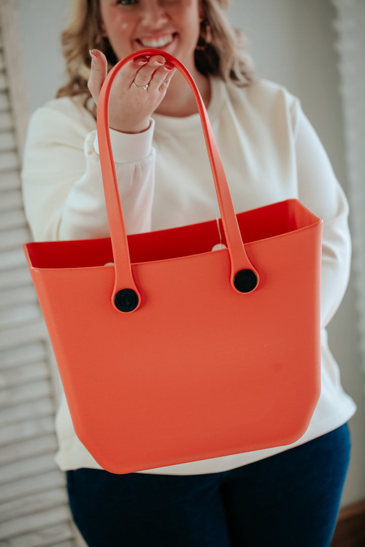 versa vira tote waterproof tote purse bogg melon orange