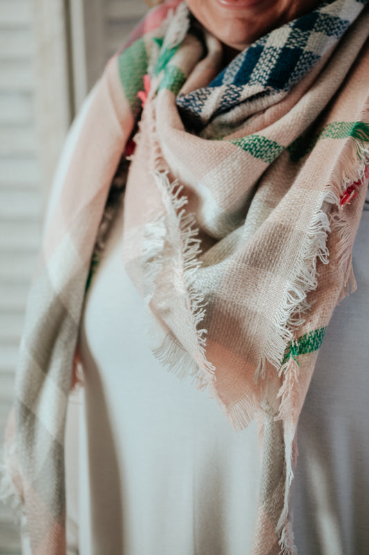 Pink Plaid Scarf