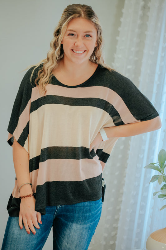 simply noelle knit stripe poncho top