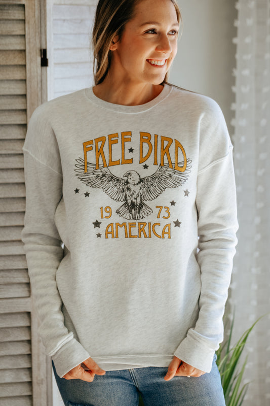 womens free bird eagle graphic sweatshirt grey