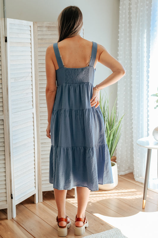 Blue Tier Midi Dress