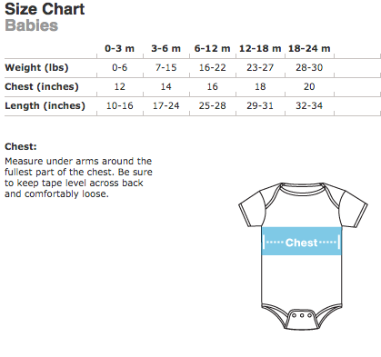 American Apparel Babies Size Chart