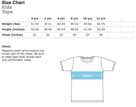 American Apparel Kids Size Chart