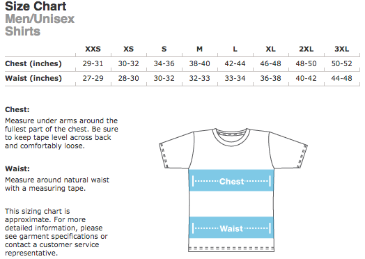 American Apparel Men \ Unisex Size Chart