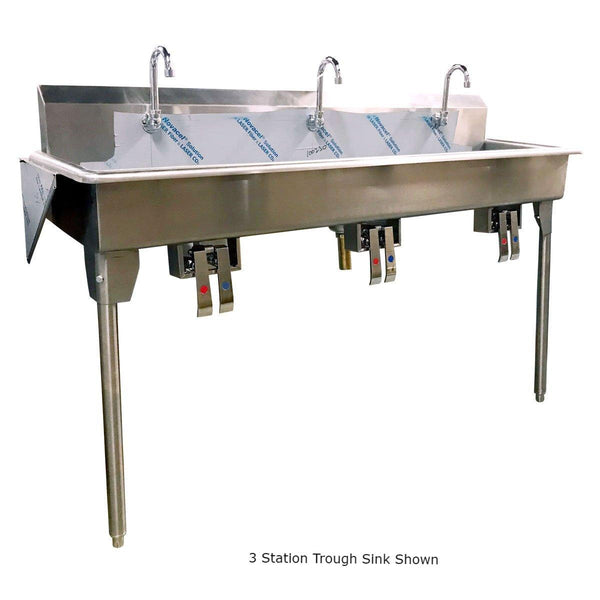 Nella 72 X 14 X 7 Four Station Trough Hand Sink With Knee Pedals And Spouts