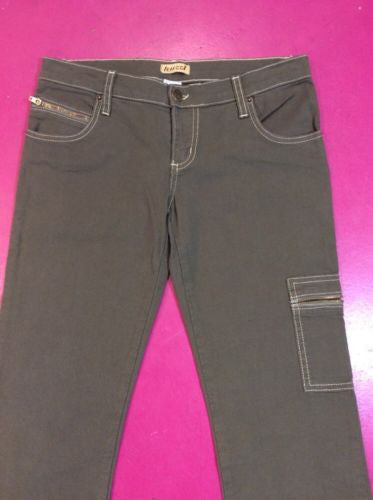 NWT 🌸 $129 Sz 2 Huzzi Low Rise Hipster Green Cargo Pants Multi Pockets Jeans