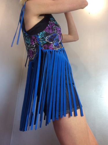 NWT $479 Suede Long Fringe Vest Reversible Silk Lining Adjustable One Size Sexy